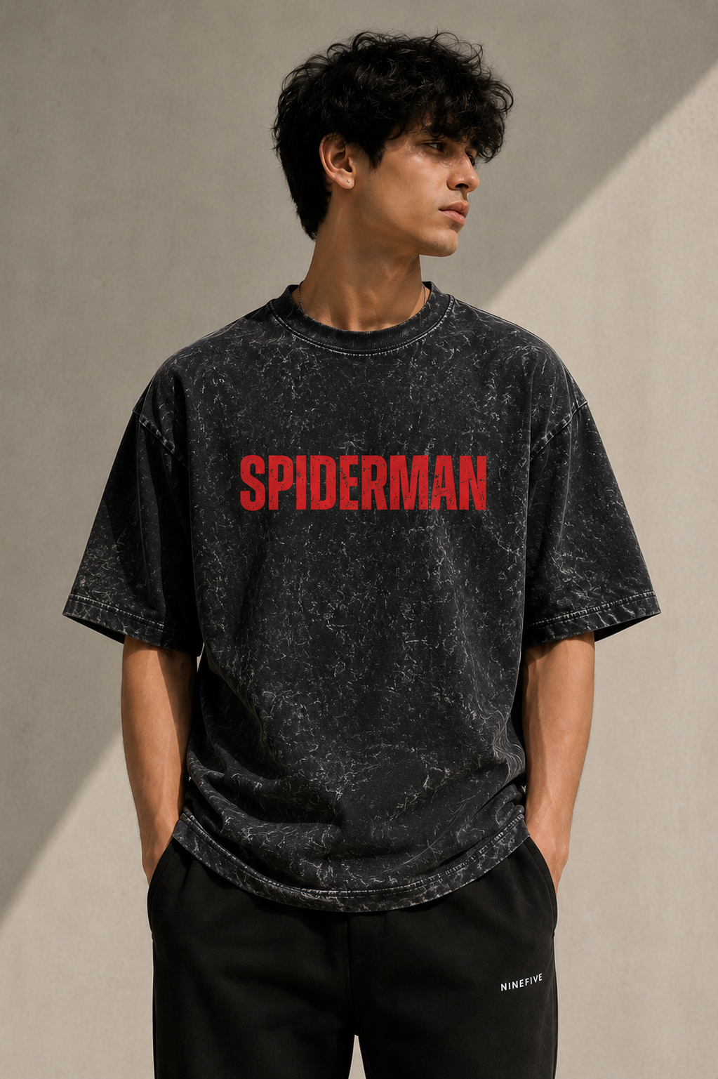 SpiderMan Acid Washed Oversized Tee