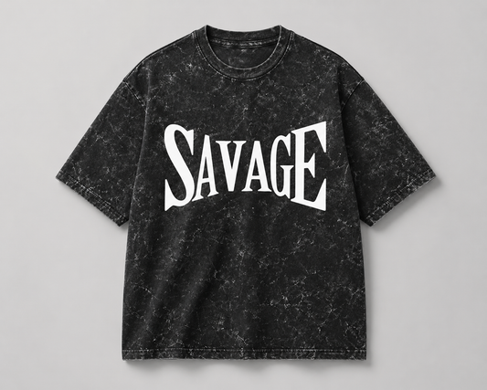 Savage Acid Washed Oversized Tee