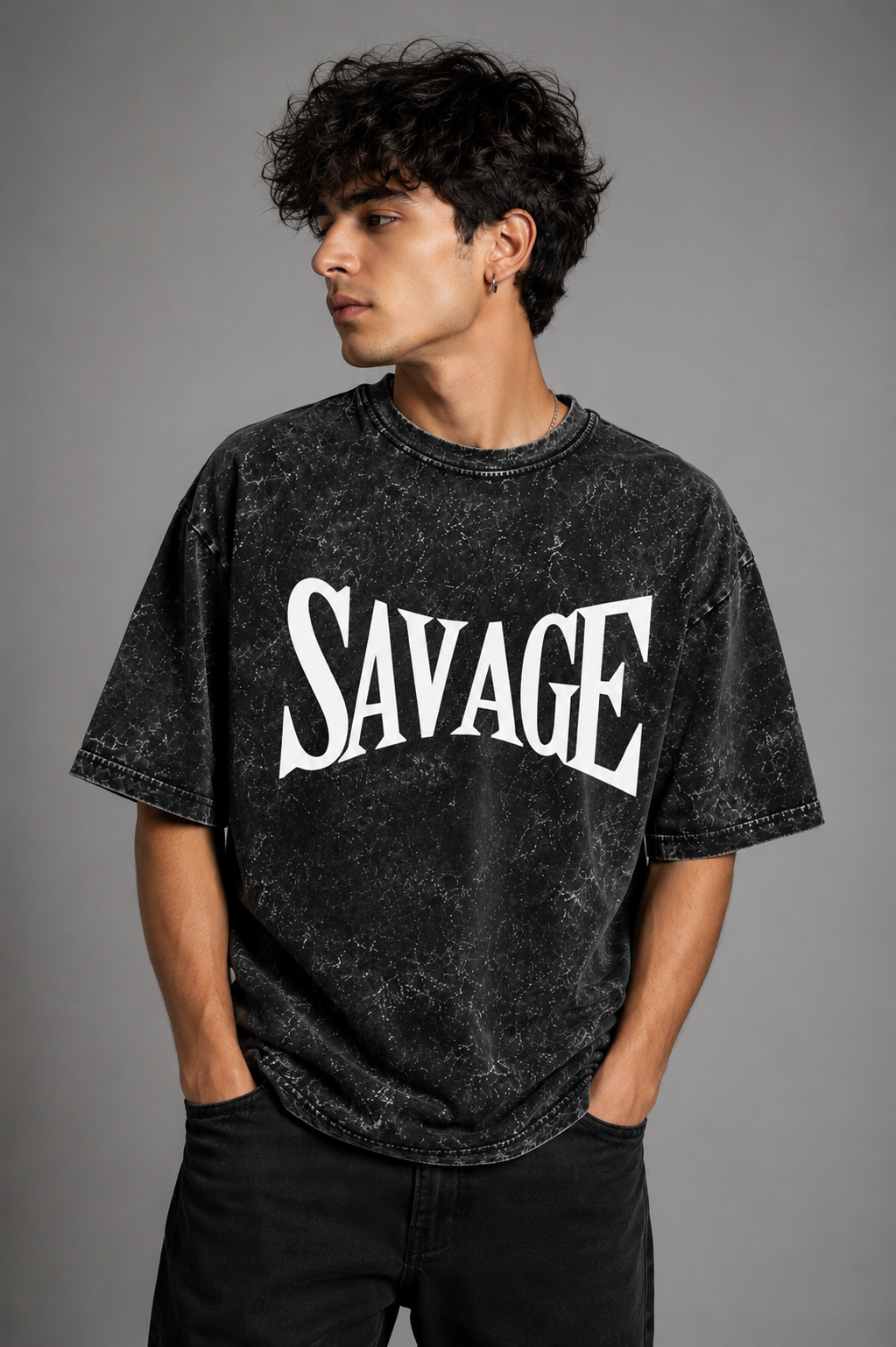 Savage Acid Washed Oversized Tee