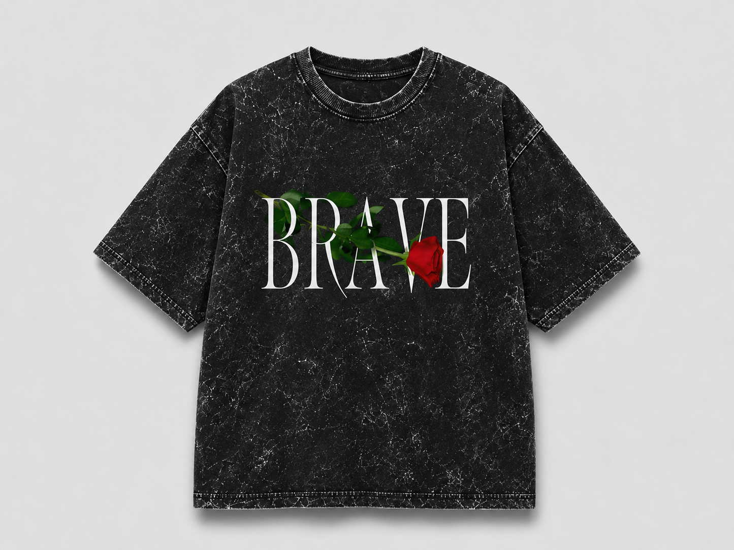 Brave Acid Washed Oversized Tee