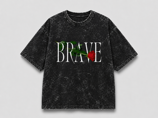 Brave Acid Washed Oversized Tee